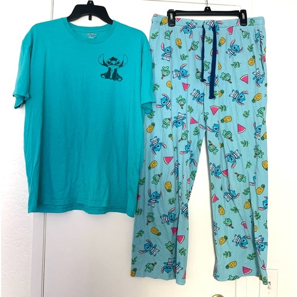 Disney Lilo & Stitch Fruit Pajama Set Blue Medium Large - Picture 3 of 15